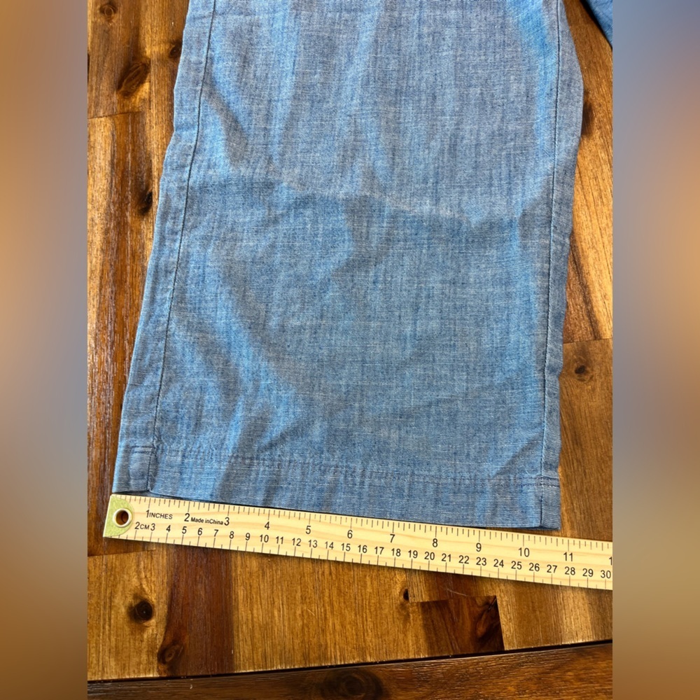 J. Crew Factory Chambray wide-leg drawstring pant Flowy loose cotton size 2 - Picture 10 of 13